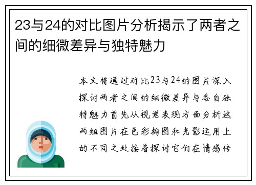 23与24的对比图片分析揭示了两者之间的细微差异与独特魅力