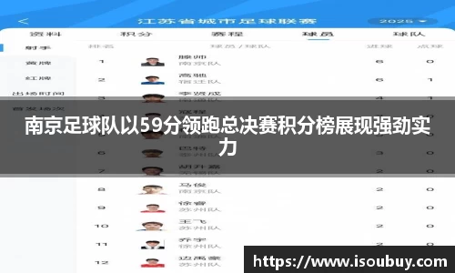 南京足球队以59分领跑总决赛积分榜展现强劲实力